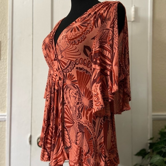 Free People Coral Combo Amour Pullover Cold Shoulder Top - Picture 4 of 16